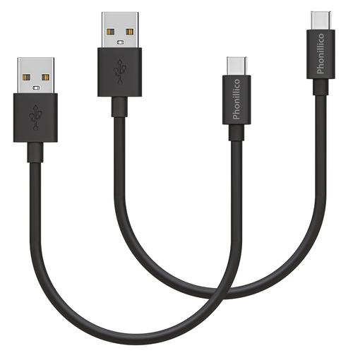 Lot 2 Cables 20cm Usb-C Noir Pour Sony Xperia X Compact-Xa1-Xa2-Ultra Phonillico®