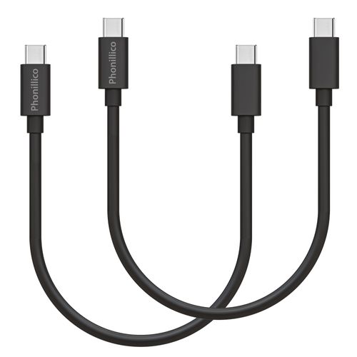 Lot 2 Cables 20cm Usb-C Usb-C Noir Pour Sony Xperia 1 / Xperia 5 / Xperia 10 Phonillico®