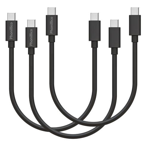 Lot 3 Cables 20cm Usb-C Usb-C Noir Pour Huawei P9 / P9 Plus / P10 / P20 / P20 Lite / P20 Pro Phonillico®