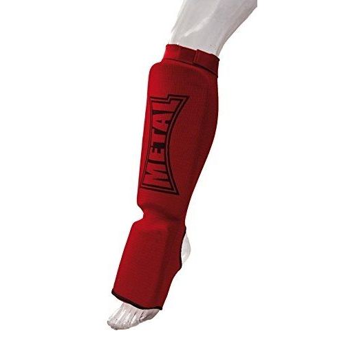 Metal Boxe Protège-Tibias/Pieds Rouge Taille M
