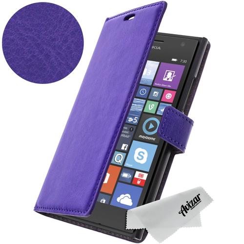 Housse Nokia Lumia 730 / 735 Etui Folio Portefeuille - Violet Vintage + Chiffonnette Avizar