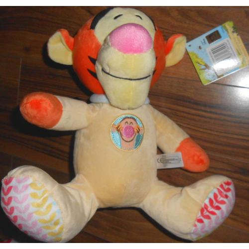 Doudou Tigre Tigrou Bubbles Head Jaune Ecusson Tigger Disney Nicotoy Peluche Bebe Enfant