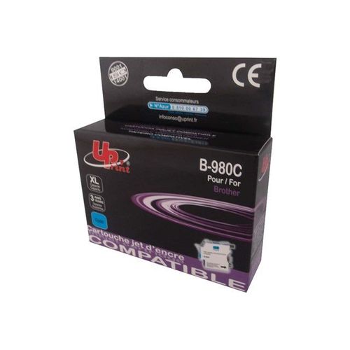 UPrint B-980C - 12 ml - taille XL - cyan - cartouche d'encre (équivalent à : Brother LC1100C, Brother LC980C ) - pour Brother DCP-145, 163, 167, 193, 195, 197, 365, 373, 375, 377, MFC-250, 255...