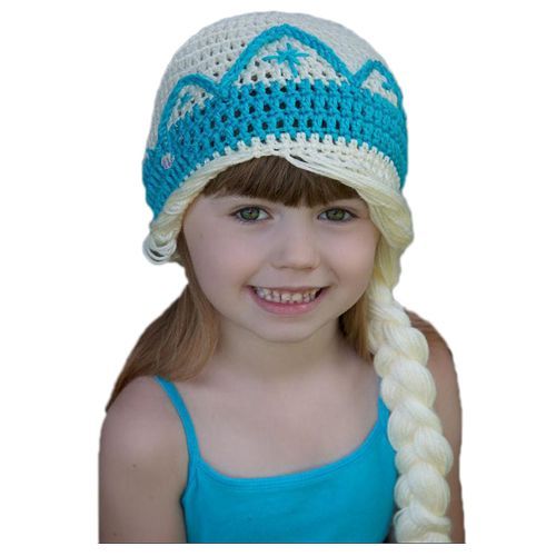 Bonnet Bleu Pour Enfant  En Laine Elsa La Reine Des Neiges 