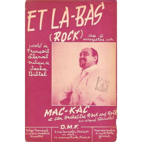 Partition Mac Kac " Et La Bas " Rock 'n ' Roll Musique De Sacha Distel