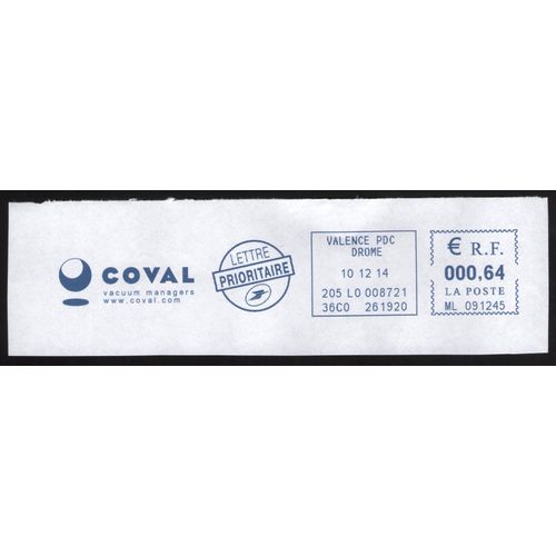 France Ema Postmark Coval Vacuum Managers 26120 Montélier