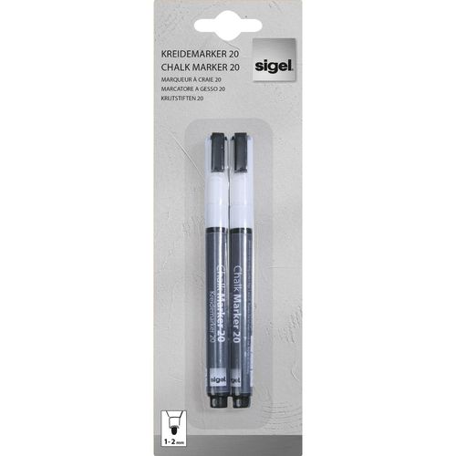 Sigel Artverum Marqueurs À Craie Liquide Effaçable 20 Pointe Ogive 1-2 Mm Blanc