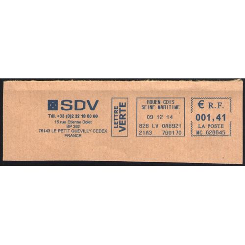 France Ema Empreinte Postmark Sdv Transports Transitaires 76143 Le Petit Quevilly