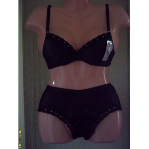Ensemble Lingerie Soutien Gorge & Boxer, En Noir, T: 38/ 85 B. Reality