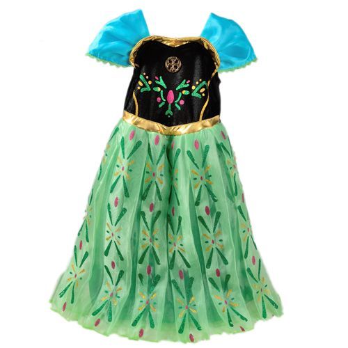 Robe Enfants Paillettes Princesse Strass Flocons Cape Traîne Elsa Reine Des Neiges Déguisement Cosplay Costume Spectacle Anniversaire Fête Carnaval Mardi Gras Envoi Rapide