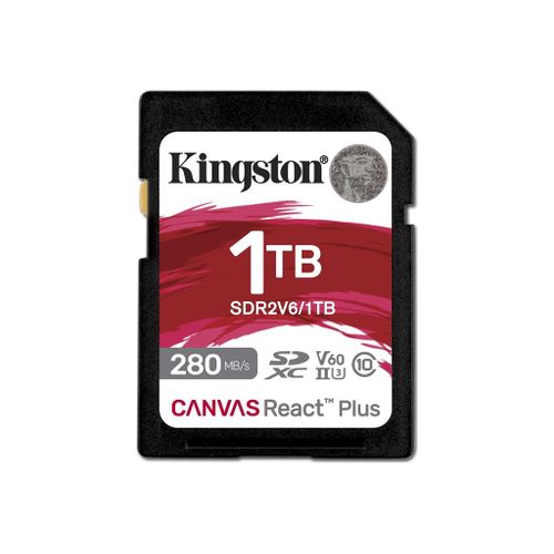 Kingston Canvas React Plus - Carte mémoire flash - 1 To - Video Class V60 / UHS-II U3 / Class10 - SDXC UHS-II