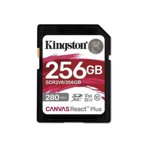 Kingston Canvas React Plus - Carte mémoire flash - 256 Go - Video Class V60 / UHS-II U3 / Class10 - SDXC UHS-II