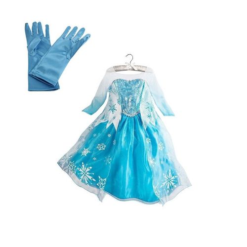 Robe + Gants Costume Complet Déguisement Grande Taille Enfants 10 À 14 Ans Elsa Reine Des Neiges Princesse Anniversaire Fête Cosplay Envoi Immédiat 
