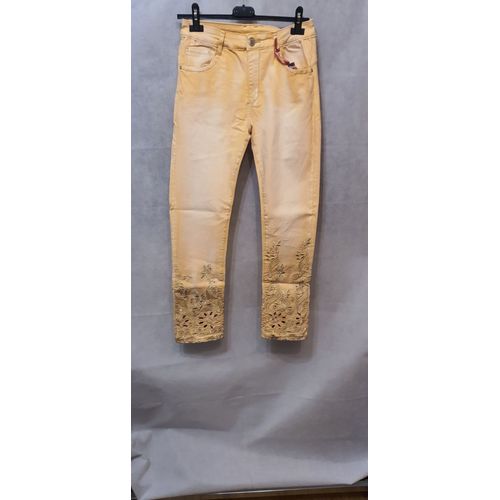 Jeans Brode Jaune Femme Mozzaar Paris Taille 46