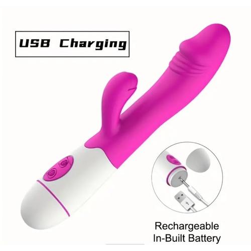 Vibromasseur Rabbit 30 Vitesses En Silicone Rose