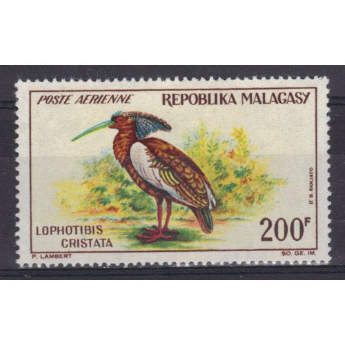 Madagascar 1963 Poste Aerienne : Oiseau : Jhis Huppé - Timbre 200 F. Neuf ** 