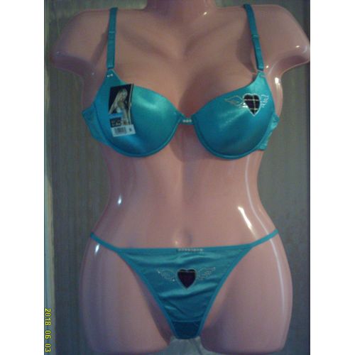 Ensemble Lingerie Soutien Gorge & String, En Bleu, T: 36/ 80 B. Qianzibeifang