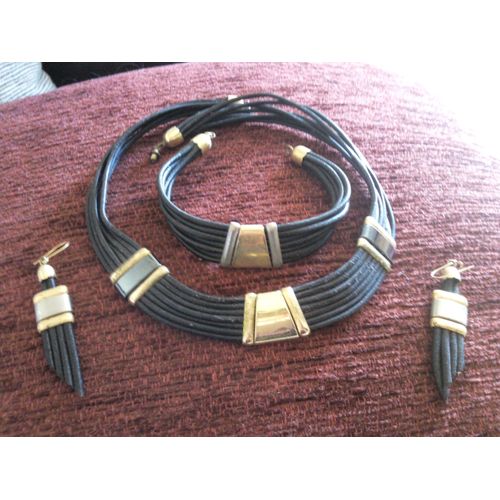 Parure Noire Bo Bracelet Collier