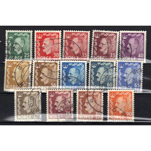 Norvege 1950 : Haakon 7 (1905-1957) - Série De 14 Timbres Oblitérés
