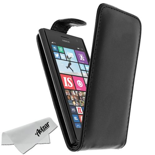 Housse Nokia Lumia 730 / 735 Etui Protection À Clapet - Noir + Chiffonnette Avizar