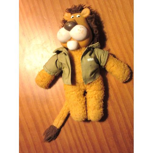 Ancienne Peluche Pub Lion Max De Motta Par Ajena Tête Plastique 22cm Veste Avec Max 