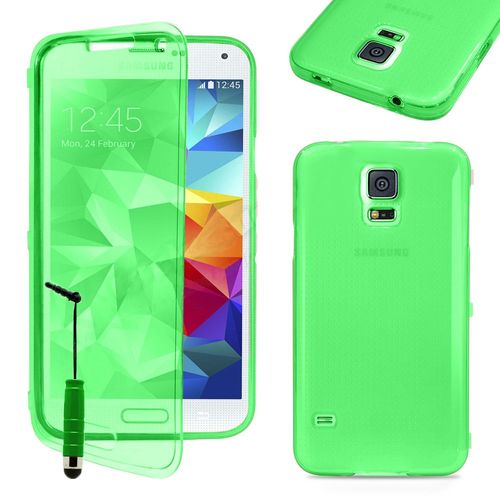 Samsung Galaxy S5 Mini: Coque Etui Housse+ Stylet- Vert