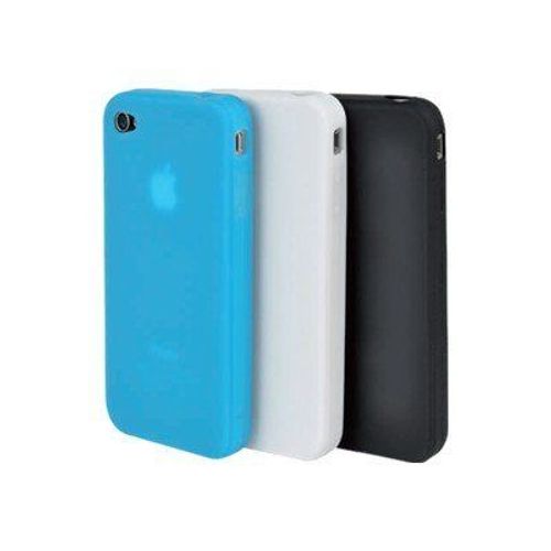Muvit Customline Rubber Pack - Coque De Protection Pour Téléphone Portable - Silicone - Blanc, Bleu, Turquoise (Pack De 3) - Pour Apple Iphone 4