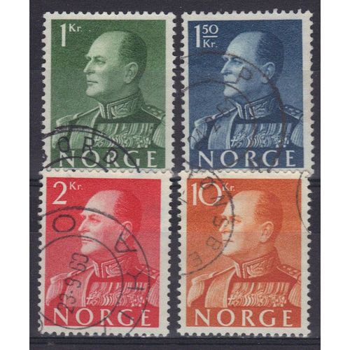 Norvege 1958 : Roi Olav 5 - Série De 4 Timbres Oblitérés