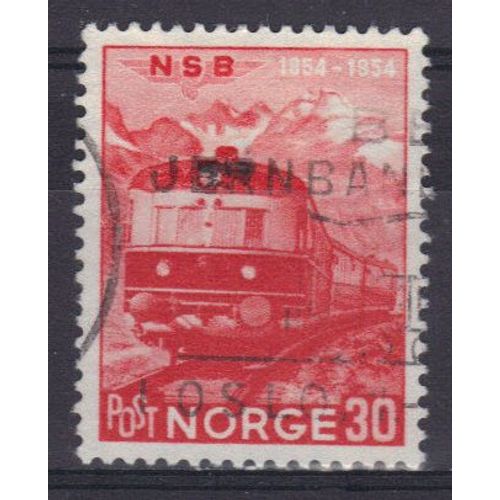 Norvege 1954 : Centenaire Des Chemins De Fer Norvégiens : Locomotive Diesel - Timbre Oblitéré