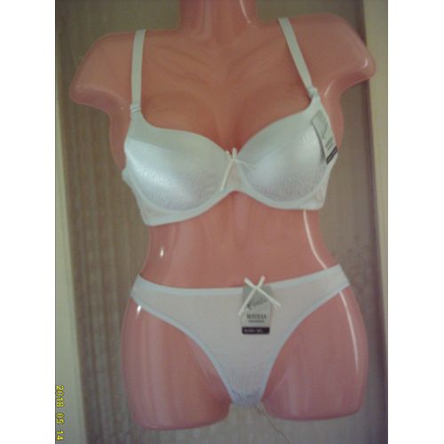 Ensemble Lingerie Soutien Gorge & String, En Blanc, T: 46/ 105 C. Caralino