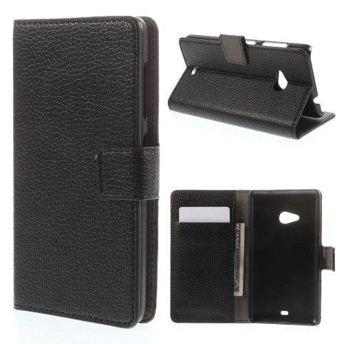 Nokia Lumia 535 Portefeuille Noir Coque Housse Etui En Cuir Simili