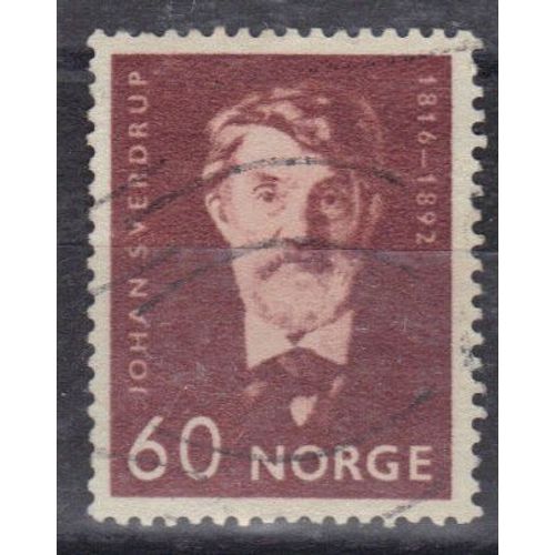 Norvege 1966 : Sesquicentenaire De La Naissance De L'homme D'état Johan Sverdrup (1816-1892) - Timbre 60 O. Carmin Et Brun Oblitérér