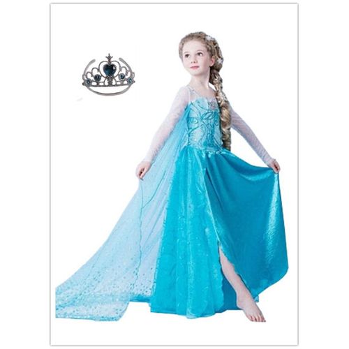 Robe Elsa La Reine Des Neiges Fr34 Enfant De 12 À 14 Ans + Diadème Elsa Pour Anniversaire, Soirée, Idée Mardi Gras Etc, Envoie Immédiat, Qualité