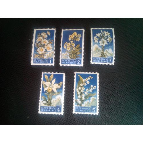 Timbre San Marin Y T 427 A 431 Fleurs 1957 ( 130308 )