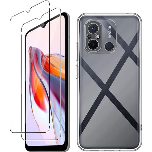 Hqselection® Coque Pour Xiaomi Redmi 12c Transparente Silicone En Gel Tpu Souple + 2 Verre Trempé Film Protection Écran - Anti Rayures - Ultra Résistant Dureté 9h