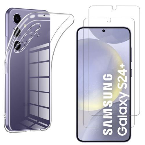 Hqselection® Coque Pour Samsung Galaxy S24 Plus 5g Transparente Silicone En Gel Tpu Souple + 2 Verre Trempé Film Protection Écran - Anti Rayures - Ultra Résistant Dureté 9h