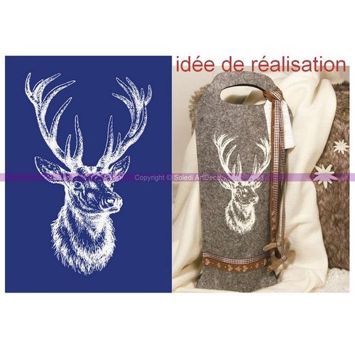Pochoir Autocollant Cerf Noble, A5, Avec Raclette - Taille Unique