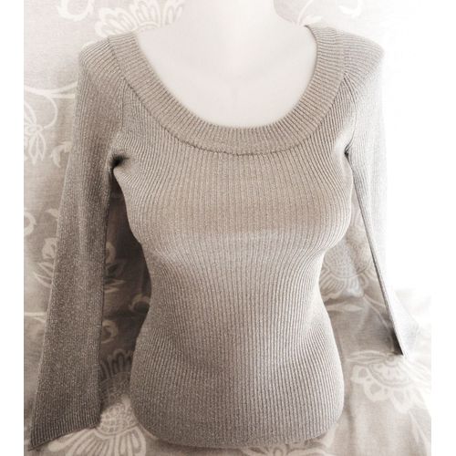 Top Argent Taille M Ou 38/40 Gris Lamé À Manches Naf Naf