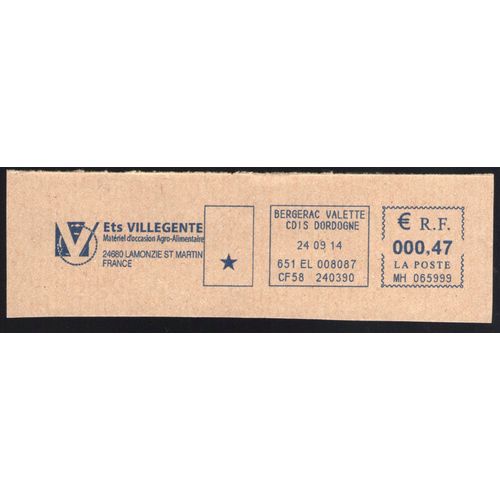 France Ema Empreinte Postmark Ets Villegente Matériel Agro Alimentaire 24680 Lamonzie St Martin