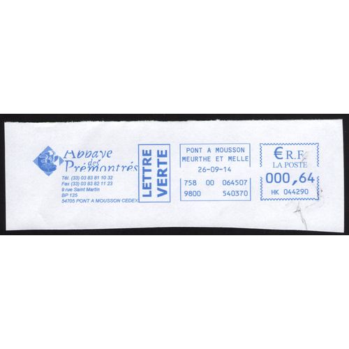 France Ema Empreinte Postmark Abbaye Des Prémontrés 54705 Pont À Mousson