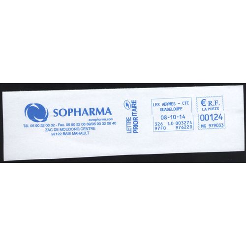 France Ema Empreinte Postmark Sopharma Guadeloupe Grossiste Pharmaceutique 97122 Baie Mahault