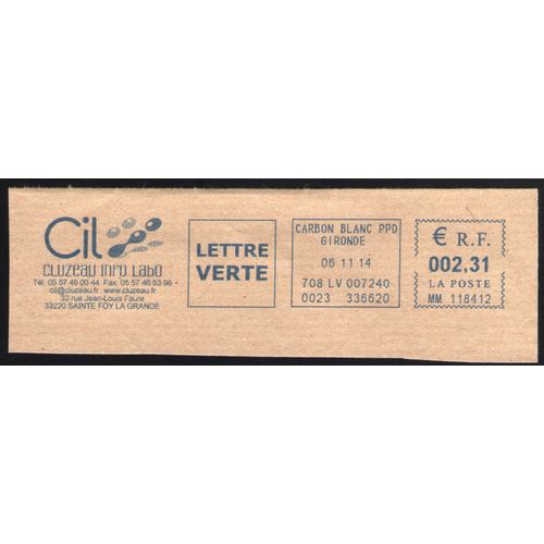France Ema Empreinte Postmark Cluzeau Info Labo Consommables De Chromatographie Liquide 33220 Sainte Foy La Grande