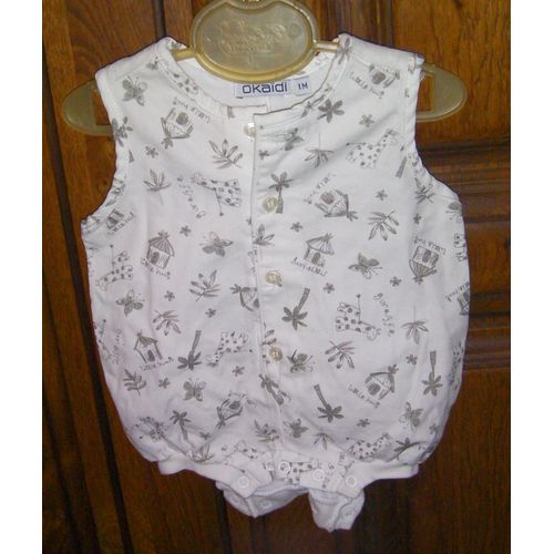 Body Blanc Marque Okaïdi - Taille 1 Mois