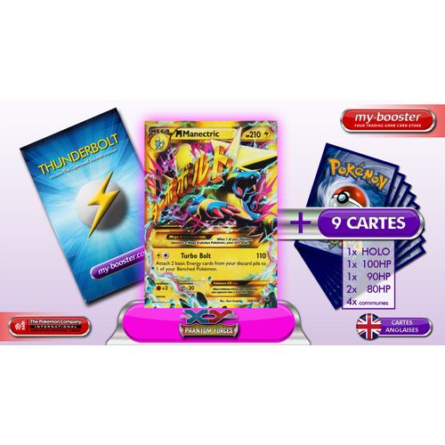 Mega Manectric Ex (Elecsprint) 120/119 Shiny 210hp Xy 4 Phantom Forces - Booster Optimisé Attaque Eclair De 10 Cartes Pokemon Anglaises