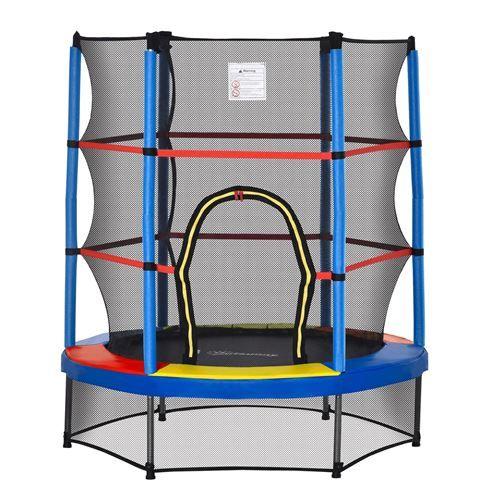 Outsunny Trampoline Enfant Ø 1,40 × 1,60h M Filet De Sécurité Porte Zipée