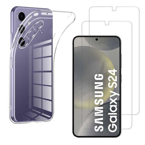 Hqselection® Coque Pour Samsung Galaxy S24 5g Transparente Silicone En Gel Tpu Souple + 2 Verre Trempé Film Protection Écran - Anti Rayures - Ultra Résistant Dureté 9h