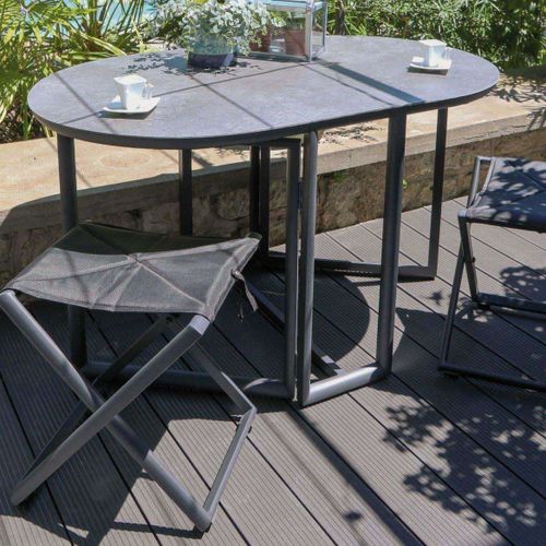 Salon De Jardin Spécial Balcon En Aluminium Plateau Effet Béton