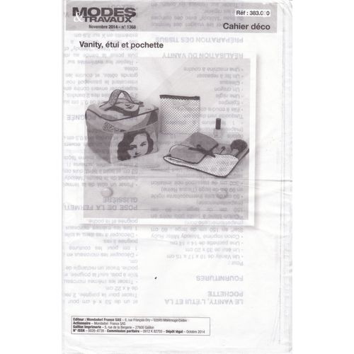 Patron Couture Décoration Modes Et Travaux N° 383000 : Vanity, Étui Et Pochette