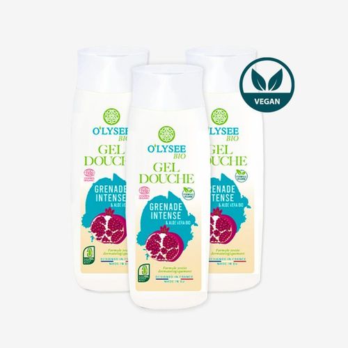 Pack De 3x250ml Gel Douche Bio Aloe Vera & Grenade Intense O'lysee Op3gdbavgi 