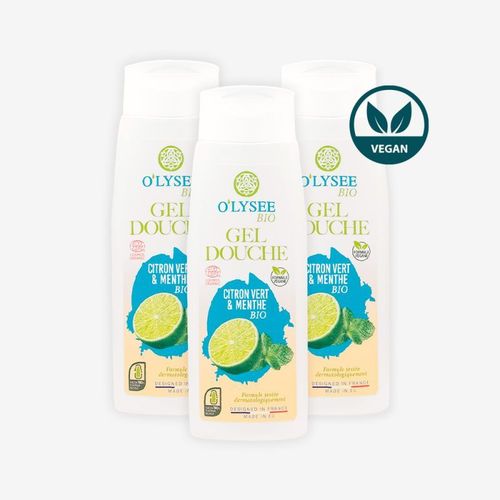 Pack De 3x250ml Gel Douche Bio Citron Vert & Menthe O'lysee Op3gdbcvm 